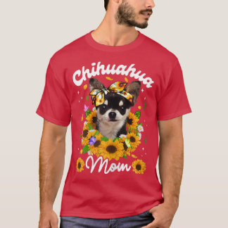 Frauen Niedlich Chihuahua Hund Mama Sonnenblume Mü T-Shirt