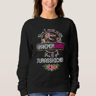 Frauen Niedlich Grandmomsaurus Dinosaurier Rex Blu Sweatshirt