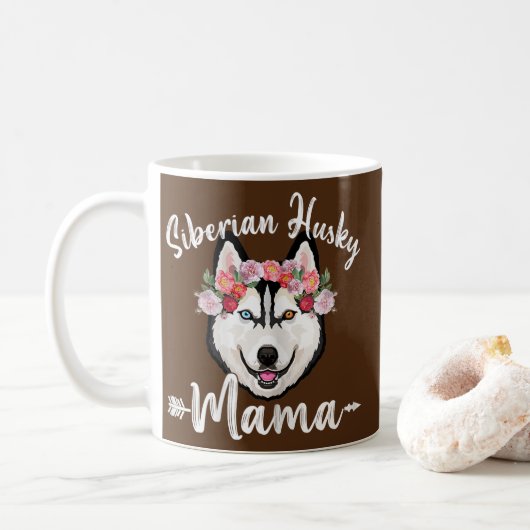 Frauen Niedlich Hunde Mama Muttertag Sibirischer H Kaffeetasse (Mit Donut)