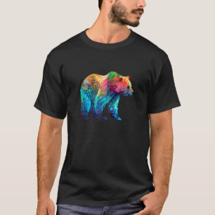 Frauen Niedlich Mama Bär farbenfrohe Wasserfarben  T-Shirt