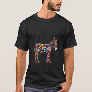 Frauen Niedliche Blume Donkey im Sommer Blumendach T-Shirt
