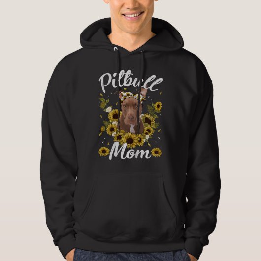 Frauen Niedliche Pitbull Mama Sonnenblume Mama Mut Hoodie (Vorderseite)