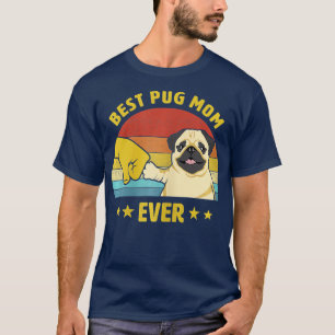 Frauen Niedlicher bester Mops Mama je stolz Vintag T-Shirt