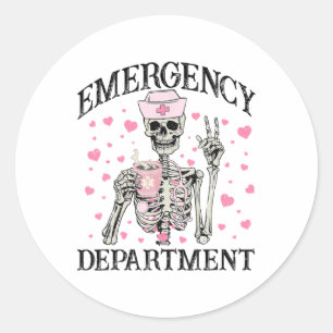 Frauen-Notfallabteilung Valentine Skeleton Coff Runder Aufkleber