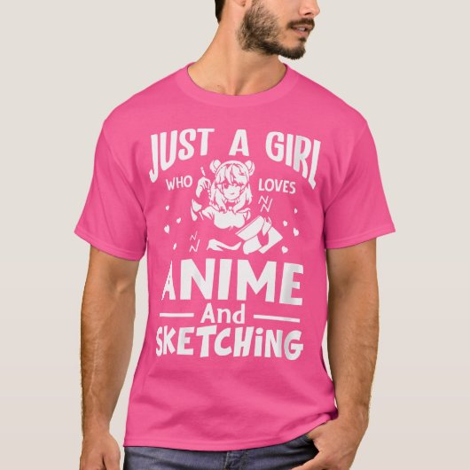 Frauen nur ein Mädchen, das Anime und Skizzen Lieb T-Shirt (Vorderseite)