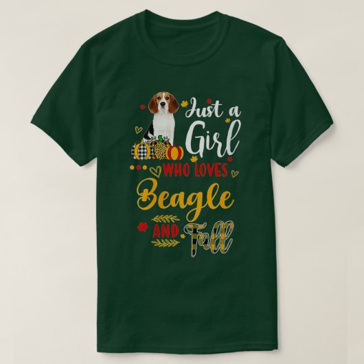 Frauen nur ein Mädchen, das Beagle und Fall Autum  T-Shirt (Design vorne)