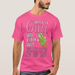 Frauen nur ein Mädchen, das Chamäleons und T-Shirt