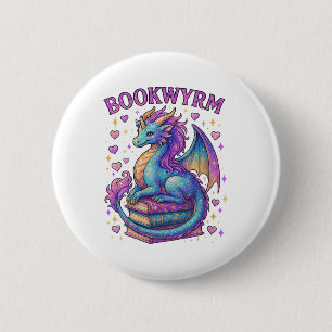 Frauen nur ein Mädchen, das Lieben Drachen und Büc Button