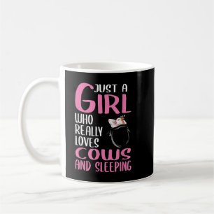 Frauen nur ein Mädchen, das wirklich Kühe Liebe un Kaffeetasse