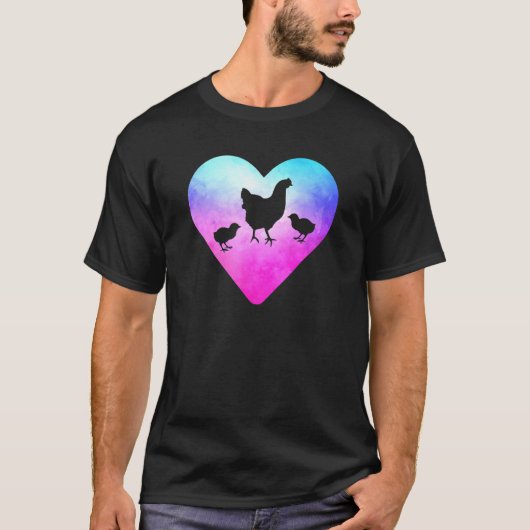 Frauen oder Mädchen Huhn und Küken T-Shirt (Vorderseite)