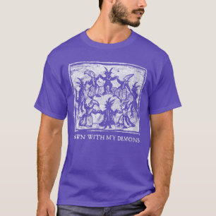 Frauen Okkult Mit Meinen Dämonen Down Gothic Horro T-Shirt