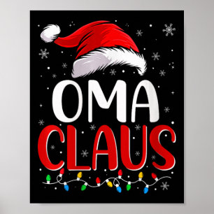 Frauen Oma Claus Weihnachtsleuchten Matching Famil Poster