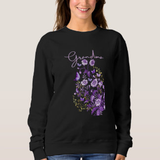Frauen Oma Lila Blumenstrauß Mit Schmetterling Sweatshirt