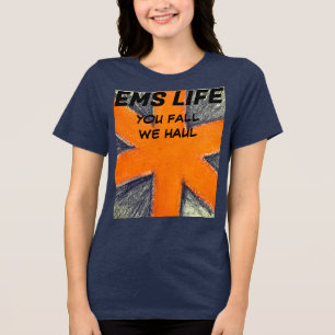 Frauen Orange EMS Leben Sie fallen wir haul Tri-Blend Shirt