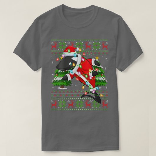 Frauen Orca Fisch Weihnachtsbaum Matching Santa Or T-Shirt (Design vorne)
