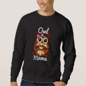 Frauen Owl Mama Finger Heart Owl Animal mit Ribbo Sweatshirt (Vorderseite)