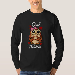 Frauen Owl Mama Finger Heart Owl Animal mit Ribbo T-Shirt