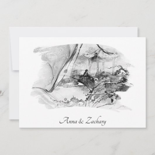 *~* Frauen Pagode Japan UAWG QR AR27 Hochzeit Einladung (Vorderseite)