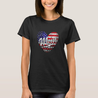 Frauen Patriotische Amerikanische Flagge Herz Golf T-Shirt