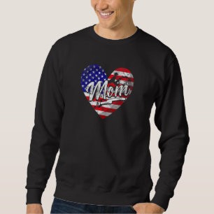 Frauen Patriotische amerikanische Flagge Herz Reit Sweatshirt