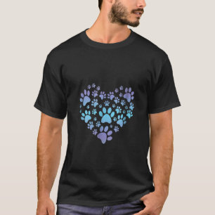 Frauen Paw Print Heartbeat Liebe Dogs / Neck T-Shirt