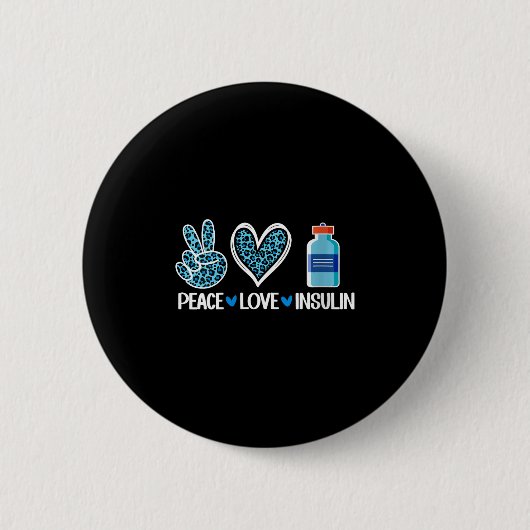 Frauen Peace Liebe Insulin V-Nacken Button (Vorderseite)