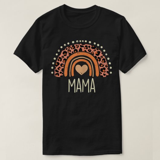 Frauen Peach Leopard Boho Rainbow Mama Mothers Day T-Shirt (Design vorne)