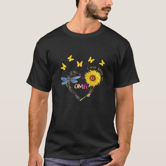 Frauen Personalisiert in Liebe Oma Sunflower Dra T-Shirt (Vorderseite)