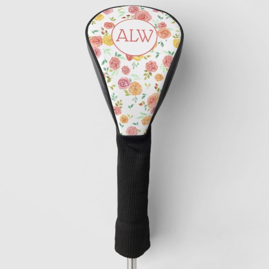 Frauen Personalisierte Initialen Blumen Golf Head Headcover (Vorderseite)