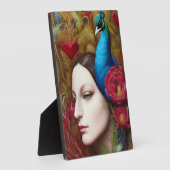 Frauen, Pfau, rote Blume und Herz Fotoplatte (Seite)