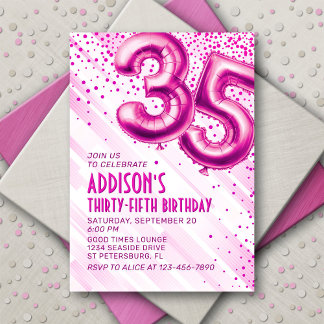 Frauen Pink 35. Geburtstag Einladung