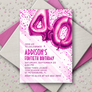 Frauen Pink 40. Geburtstag Einladung