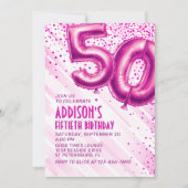 Frauen Pink 50. Geburtstag Einladung (Vorderseite)