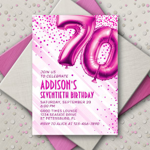 Frauen Pink 70. Geburtstag Einladung