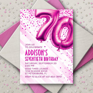 Frauen Pink 70. Geburtstag Einladung