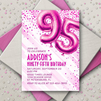 Frauen Pink 95. Geburtstag Einladung