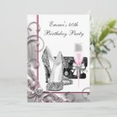 Frauen Pink Birthday Party Einladung (Stehend Vorderseite)