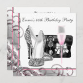 Frauen Pink Birthday Party Einladung (Vorne/Hinten)