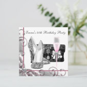 Frauen Pink Birthday Party Einladung (Stehend Vorderseite)