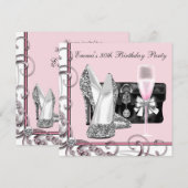 Frauen Pink Birthday Party Einladung (Vorne/Hinten)