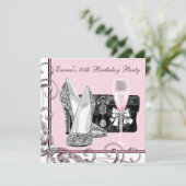 Frauen Pink Birthday Party Einladung (Stehend Vorderseite)