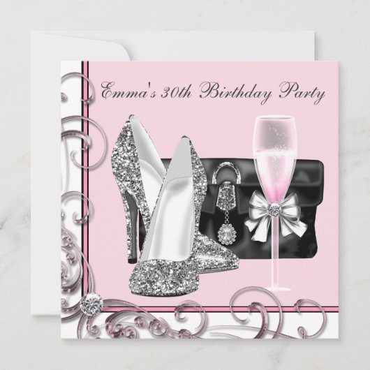 Frauen Pink Birthday Party Einladung (Vorderseite)