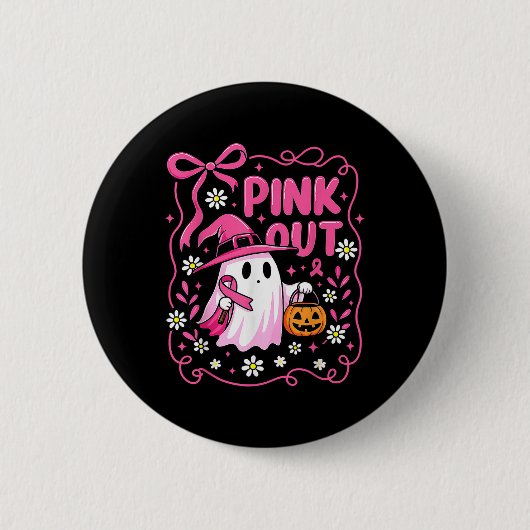 Frauen pink-out Geist Hexe Brustkrebs Bewusstsein Button (Vorderseite)