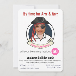 Frauen Pirate Geburtstag Funny Fügen Sie Ihr Gesic Einladung