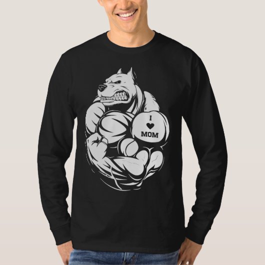 Frauen Pit Bull Hund Tattoo I Liebe Mama T-Shirt (Vorderseite)