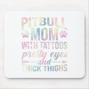 Frauen Pitbull-Mama mit Tattoos Schöne Augen Dick Mousepad