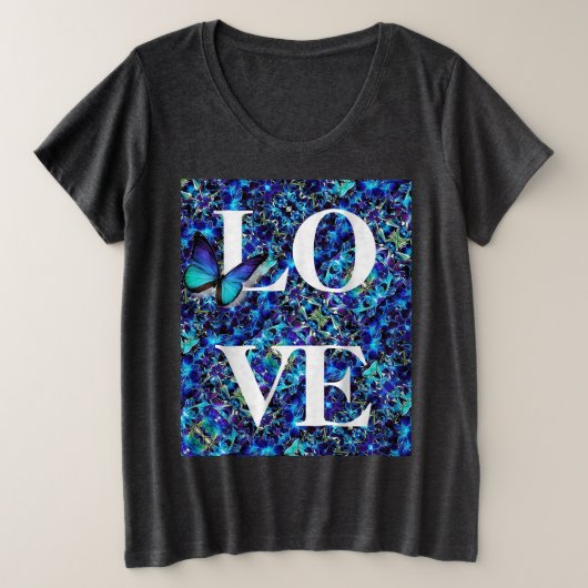 Frauen Plus Größe T-Shirt Schmetterling Liebe (Design vorne)