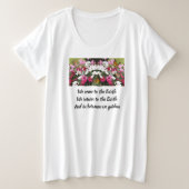 Frauen plus T-Shirt und dazwischen Garten (Design vorne)