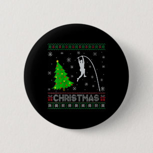 Frauen Pole Vault Xmas Tree Lighting Ugly Christma Button
