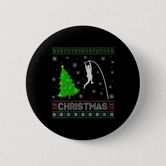 Frauen Pole Vault Xmas Tree Lighting Ugly Christma Button (Vorderseite)